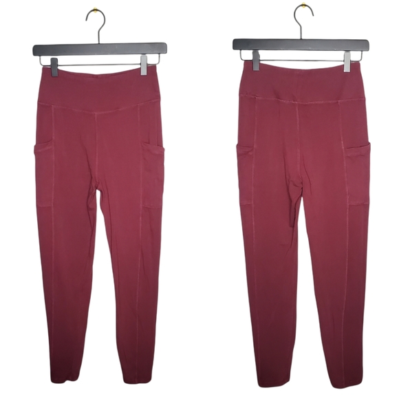 Anthropologie - Saturday Sunday Leggings Maroon Women's Size Small Red Pockets - Picture 2 of 16